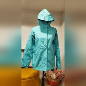 Champion 9 Green/Aqua Jacket with Hood and Waterproof Material, Size 14/16 GIRLS